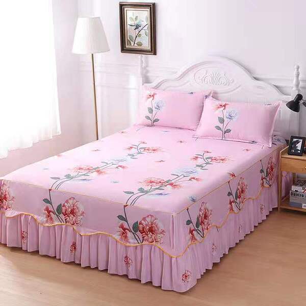 Couvre lit rose et gris