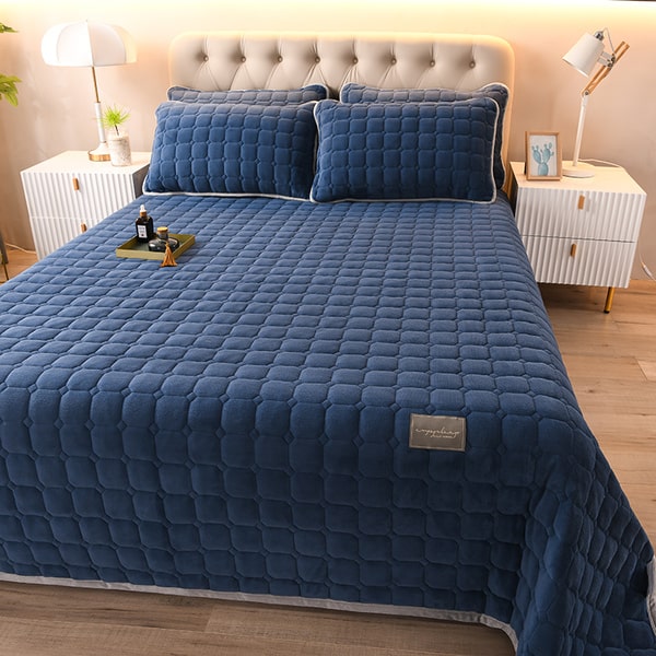 Couvre lit bleu canard