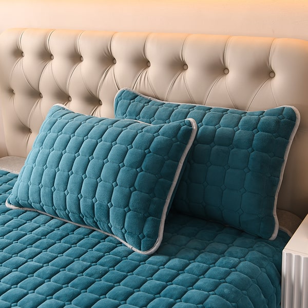 Couvre lit bleu canard