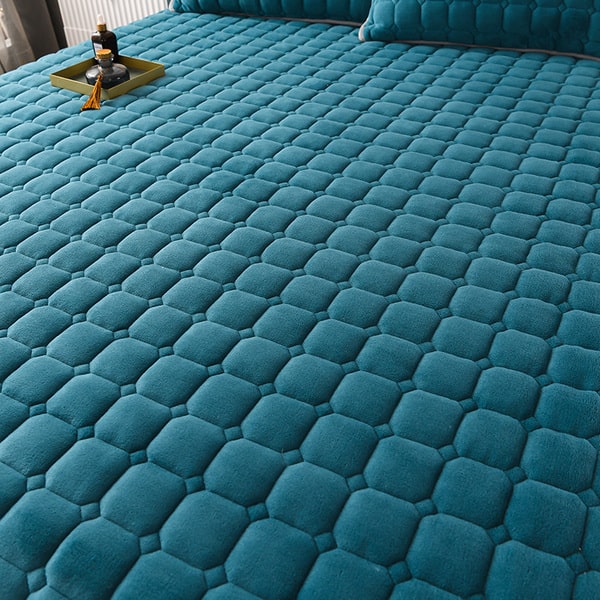 Couvre lit bleu canard