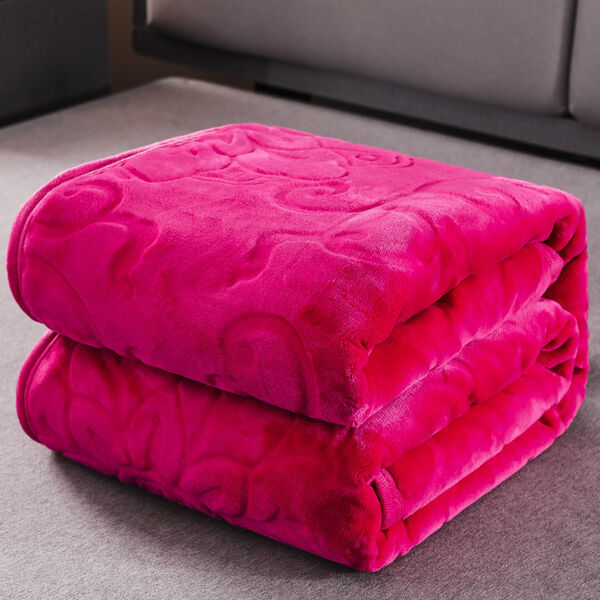 Couvre lit boutis prune rose clair
