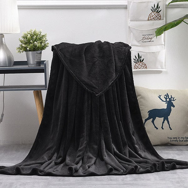 Couvre lit fausse fourrure noir