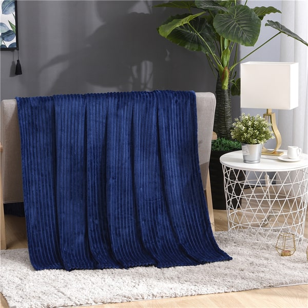 Couvre lit flanelle bleu marine