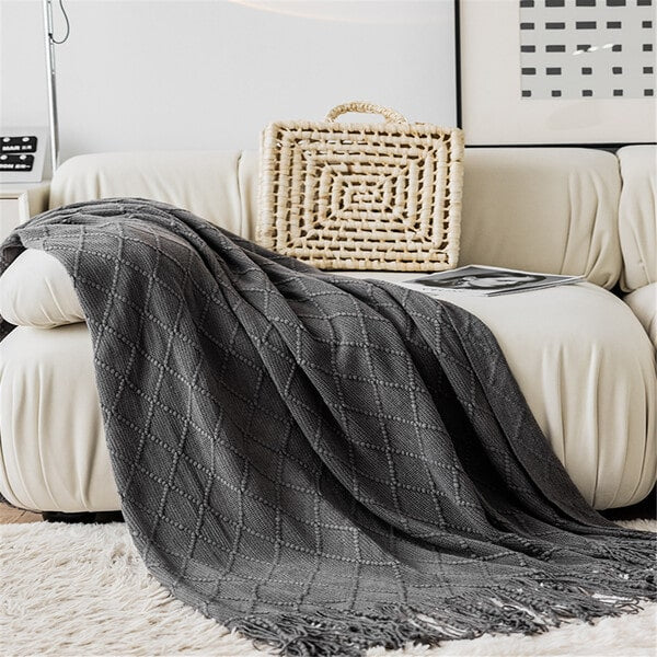 couvre lit grosse maille noir
