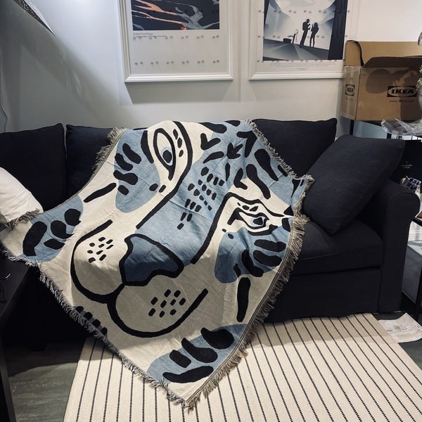 Couvre lit jacquard bleu