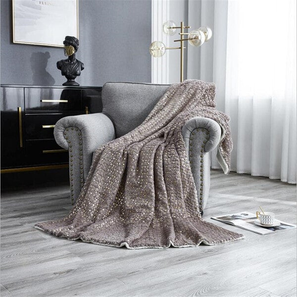 Couvre lit laine gris