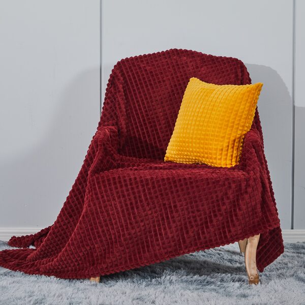 Couvre lit molletonné rouge orange
