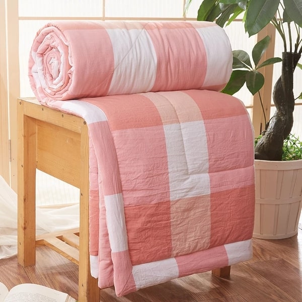 Couvre lit parme rose blanc