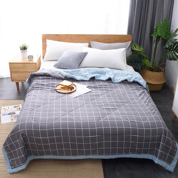 Couvre lit parme gris blanc