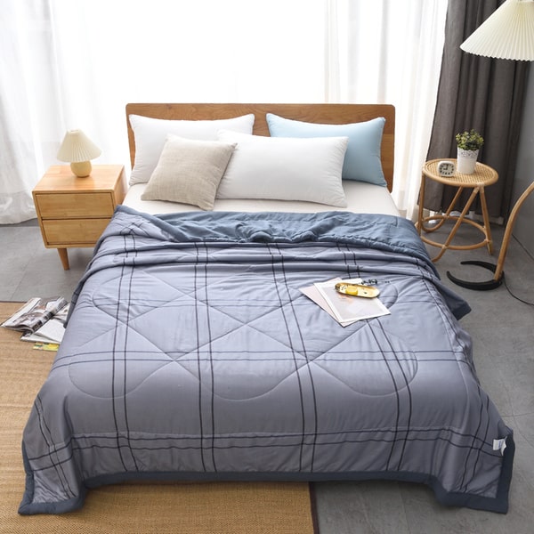 Couvre lit parme gris brillant