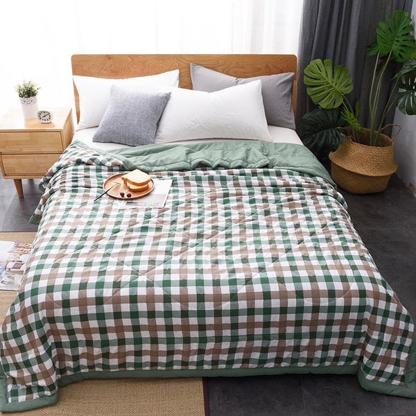 Couvre lit parme vert blanc