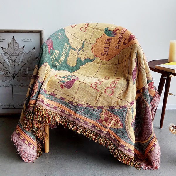 Couvre lit vintage carte du monde