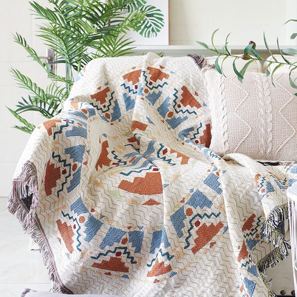 couvre lit bohème a la mode bleu