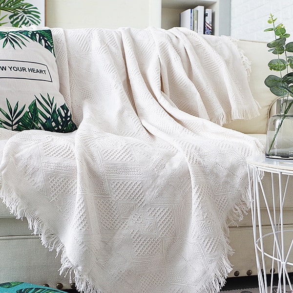 couvre lit bohème blanc