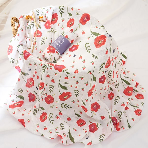 couvre lit garcon fleur rouge