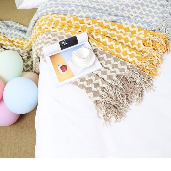 couvre lit laine grosse maille couleurs