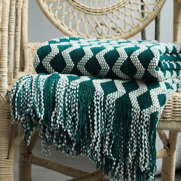 couvre lit laine grosse maille 2023