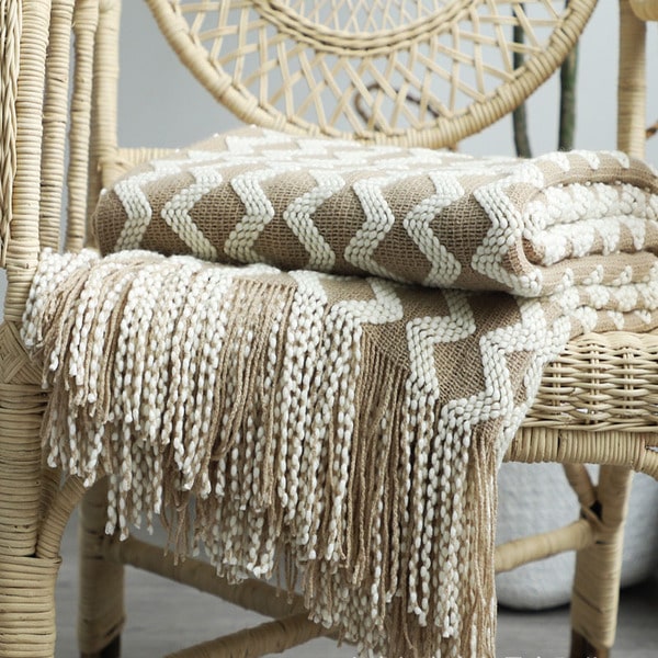 couvre lit laine grosse maille 2021