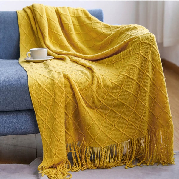 couvre lit laine grosse maille 2022