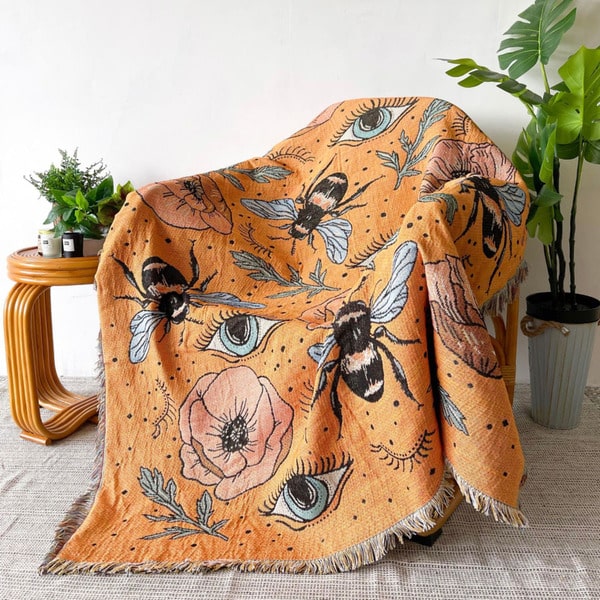 Couvre lit nid d'abeille tendance