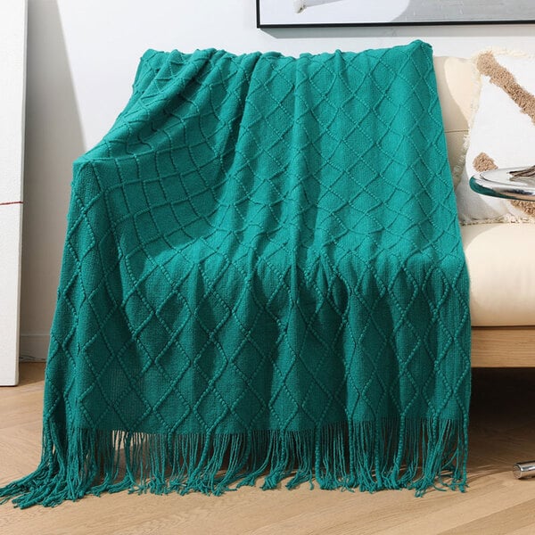 couvre lit vert emeraude canapé
