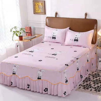 Couvre lit rose et gris
