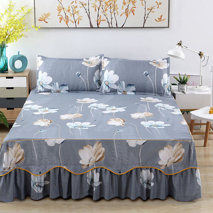 Couvre lit rose et gris