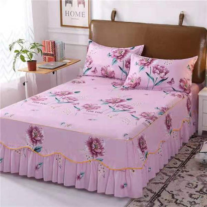 Couvre lit rose et gris