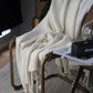 Couvre lit laine tricoté blanc
