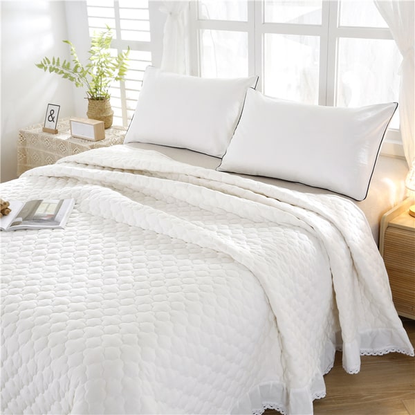 Couvre lit en coton 1 ou 2 personnes - Blanc et Couleurs