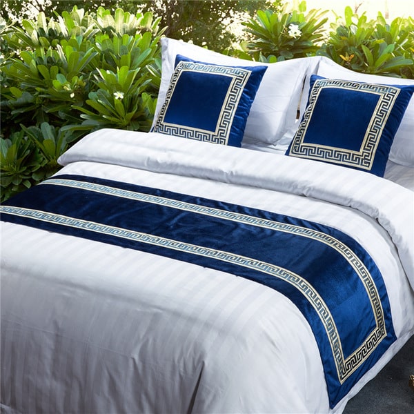 Chemin De Lit Réversible En Satin Avec Housses De Coussin Assorties - Déco Chambre élégante - Doré 50x210cm