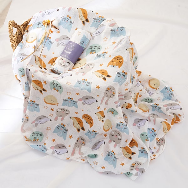 Couverture bébé en gaze de coton 110x120 – Lapin
