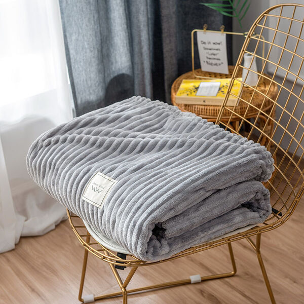 Plaid polaire côtelé gris